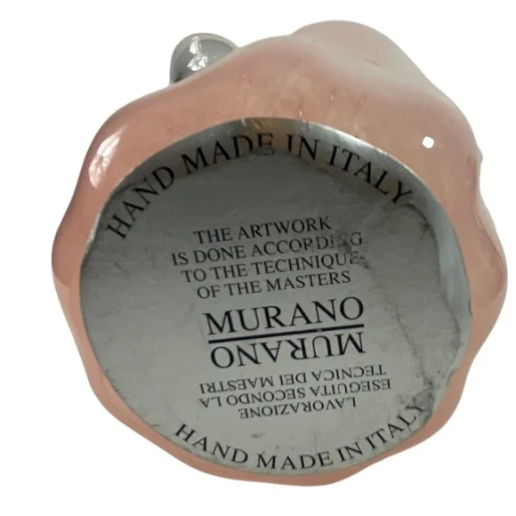 White Cristal Murano Art Glass Vase Pink & Clear Hand Blown Italy - Picture 9 of 9